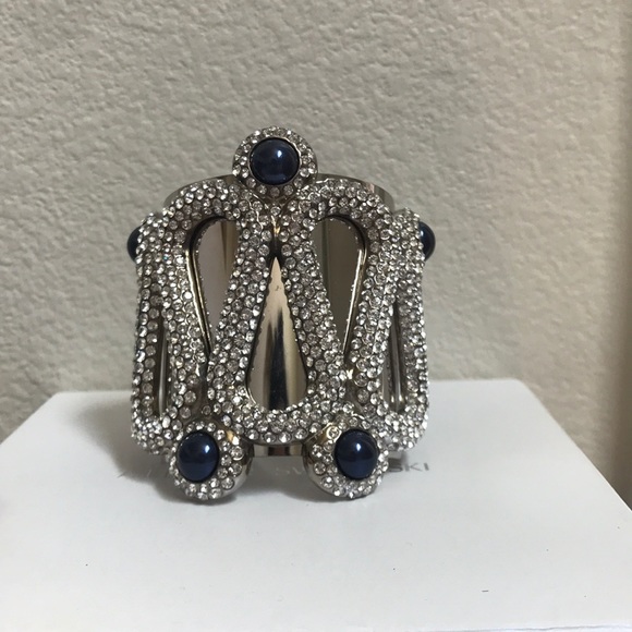 Rare K.L Swarovski Atelier Silver Blue Mysterious Snake Cuff. M - Picture 7 of 10